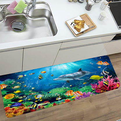 Bath Rugs Sponge Foam Absorbent, Soft for Bathroom and Kitchen (47x18 inches), Non Slip Bright 3D Print