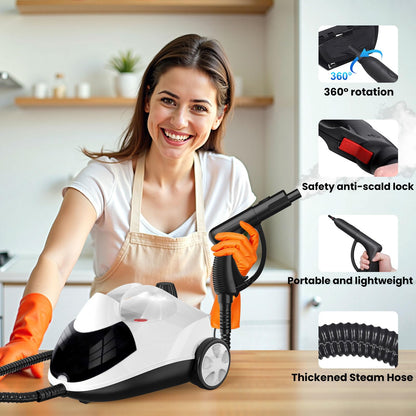 Steam Cleaner 1.5L Steamer for Cleaning Fast Heating 6-in-1 Multi-Surface with 8 Accessories UL499 Certified