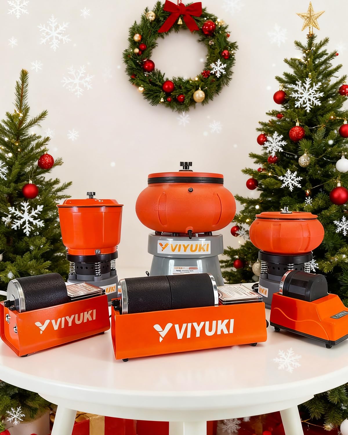 VIYUKI Professional Rock Tumbler Kit - Double Drum 6LB Rock Polisher(Double Barrel), Includes Rough Gemstones, 8 Polishing Grits, Jewelry, Learning Guide, Ideal Gift for Adults & Collectors