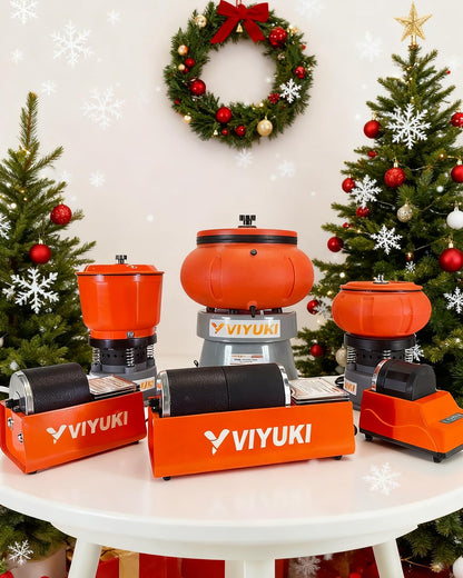VIYUKI Professional Rock Tumbler Kit - Double Drum 6LB Rock Polisher(Double Barrel), Includes Rough Gemstones, 8 Polishing Grits, Jewelry, Learning Guide, Ideal Gift for Adults & Collectors