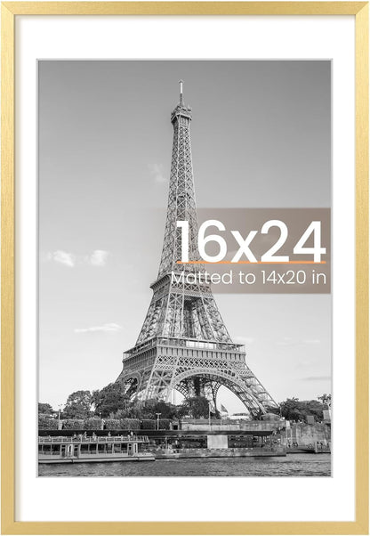 Upsimples 16x24 Picture Frame - Elegant Gold Wall Hanging Frame for 14x20 Photos or 16x24 Without Mat