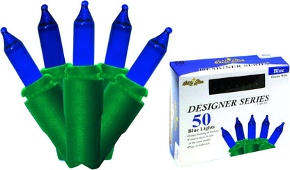 Brite Star Designer Series Mini Lights, 50 Lt, Blue, Green Wire