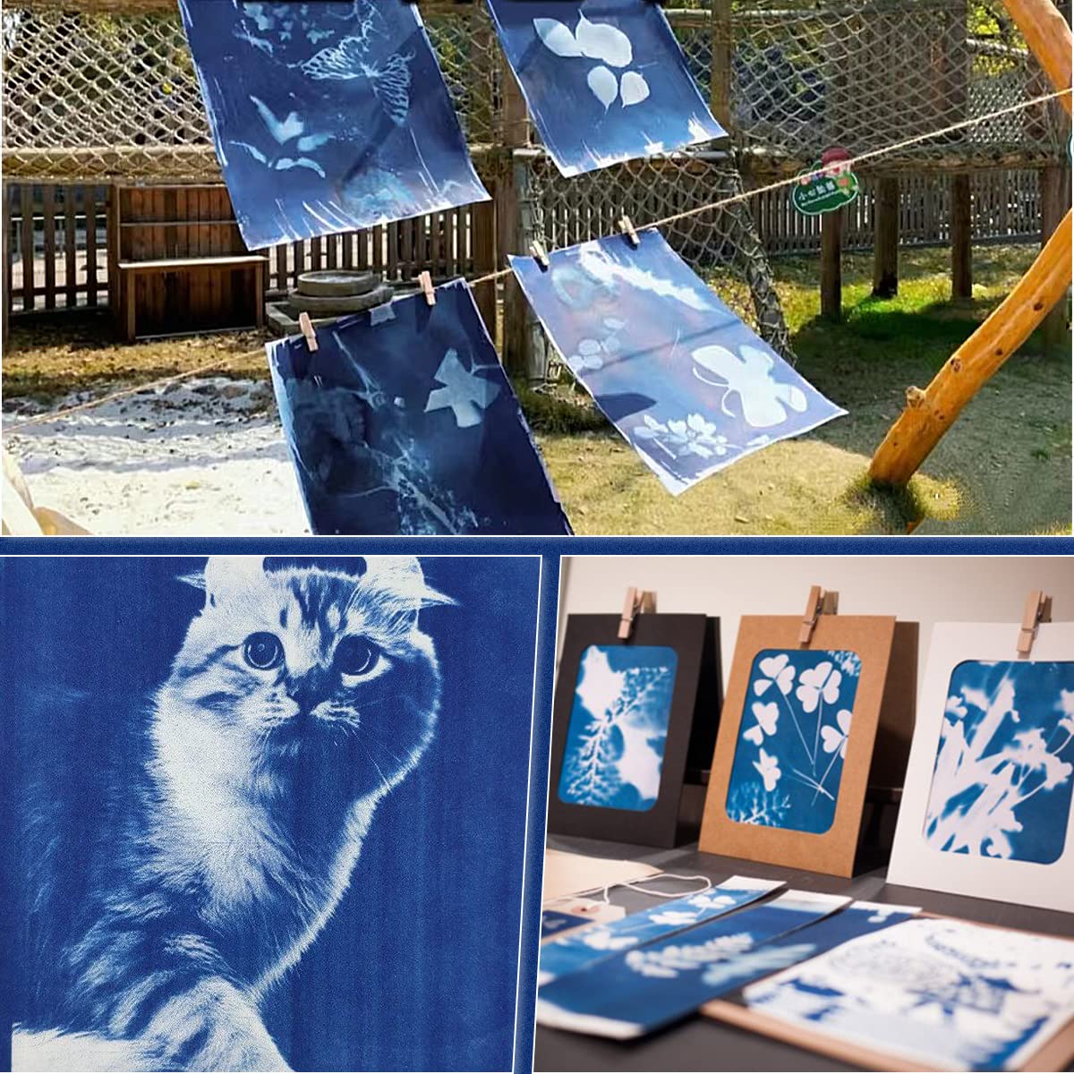 30 Pcs Cyanotype Paper Sun Print Paper Kit High Sensitivity Nature Drawing Printing Sunprint Sun/Solar Activated A5 Paper for Flower Press DIY Arts Crafts Projects