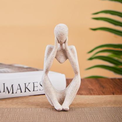 YJHZBA Bookshelf Decor Thinker Statue Home Office - Aesthetic Abstract Art Sculptures Coffee Table Figurine - Reading