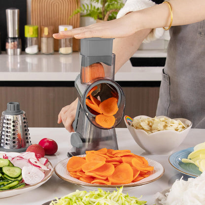 KalraMay Cheese Grater,Rotary Cheese Grater with Handle, Multifunctional Rotary Cheese Shredder Effortlessly Grates Cheese, Vegetables, and Fruits (Gray)