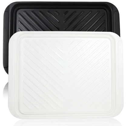 ECOIOU Extra Large Grilling Prep and Serve Trays, 17.3x13 inch BBQ Tray for Raw and Cooked Food, Melamine Serving Trays for Food, Set of 2, Black and White