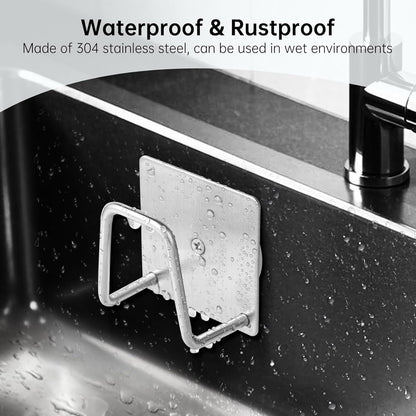 Everlling Magnetic Sponge Holder for Kitchen Sink,1 Pcs Strong Magnetic Stainless Steel Rack Stand, Kitchen Accessories, Dish Sponge Organizer, Scrubber Caddy, with Extra Magnets and Metal Plates