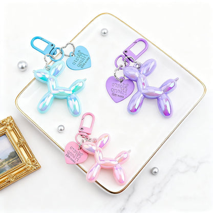 FANEVER Jelly Balloon Dog Keychain Bulk for Women Teen Girls Cute Designer Bag Charm for Backpack Purse Tote Handbag Bookbag (10 Pack-Multicolor 01)