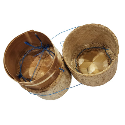 Heavens Tvcz Handwoven Bamboo Sticky Rice Box 3.4" | Thai Traditional Rice Basket with Lid | Eco Food Container – Perfect for Asian Food Serving & Home Deco