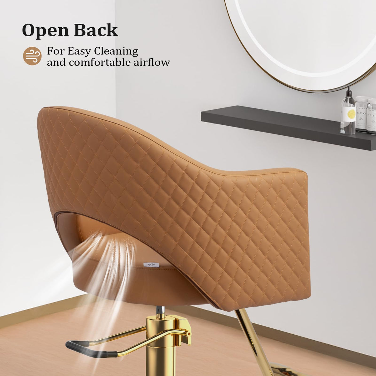OmySalon Barber Chairs for Barbershop Gold Brown Styling Chair, Salon Chair for Hair Stylist, Heavy Duty Hydraulic Pump, 360°Swivel with Footrest, Hairdressing Home Beauty Spa Equipment