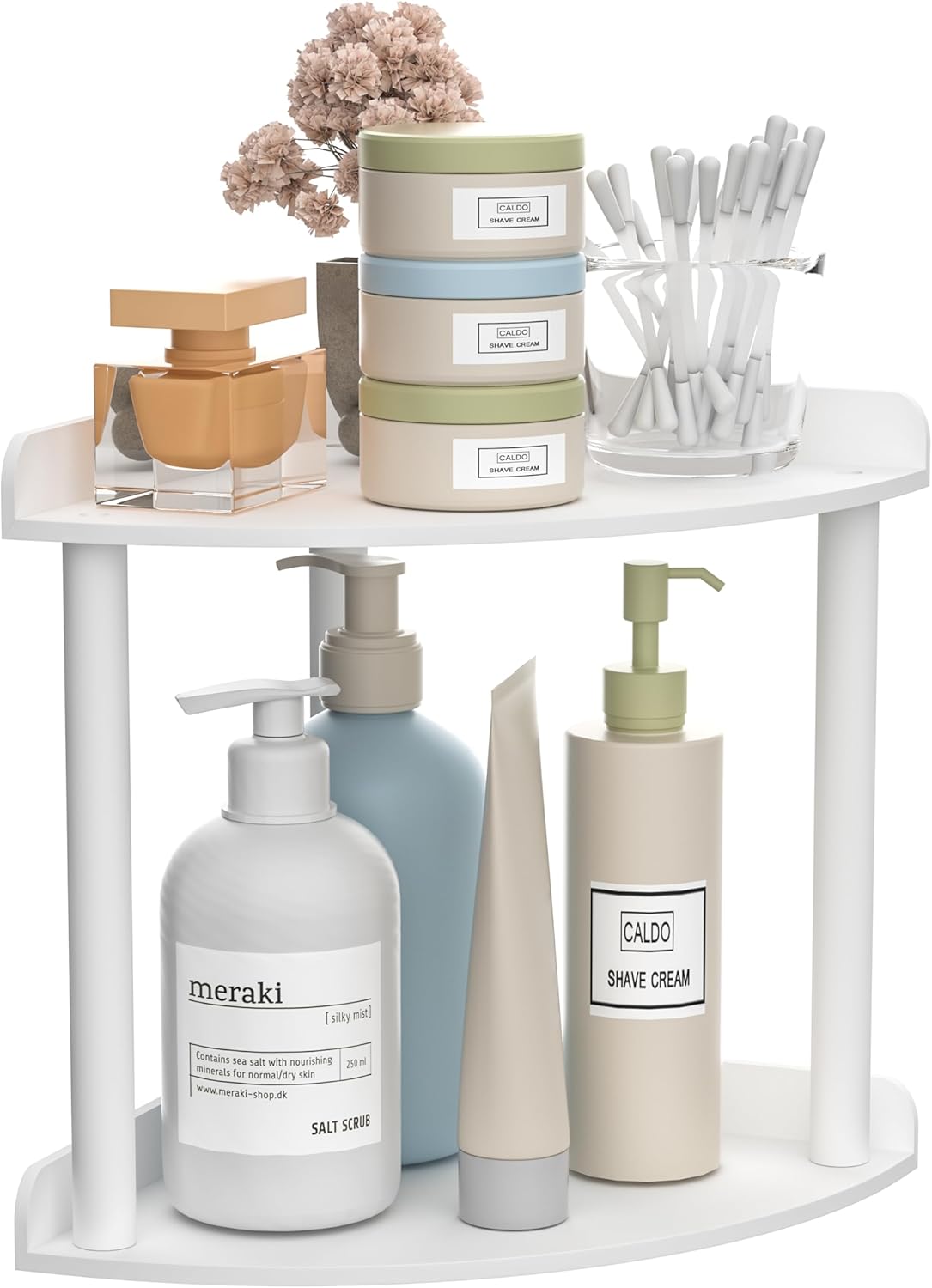 2 Countertop 7x7x8 Inch, Sezanrpt Tier Corner Organizer Shelf White Acrylic Bathroom Vanity Storage Organizer Corner