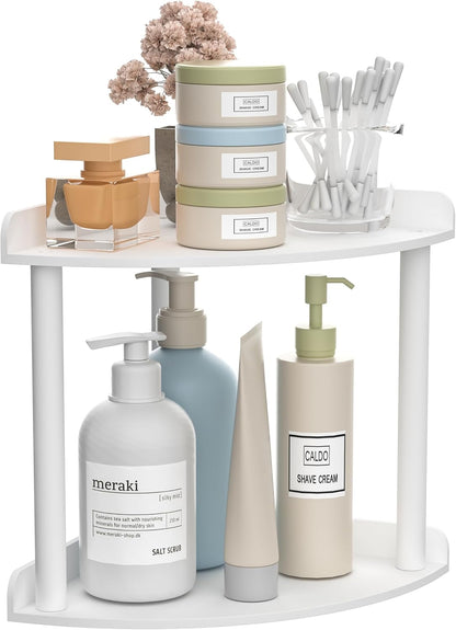 2 Countertop 7x7x8 Inch, Sezanrpt Tier Corner Organizer Shelf White Acrylic Bathroom Vanity Storage Organizer Corner
