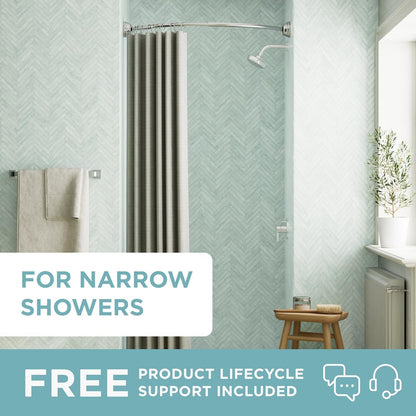 Zenna Home Rustproof Curved Shower Curtain Rod for Small Tubs, Adjustable 32 to 40 Inches, Brushed Nickel