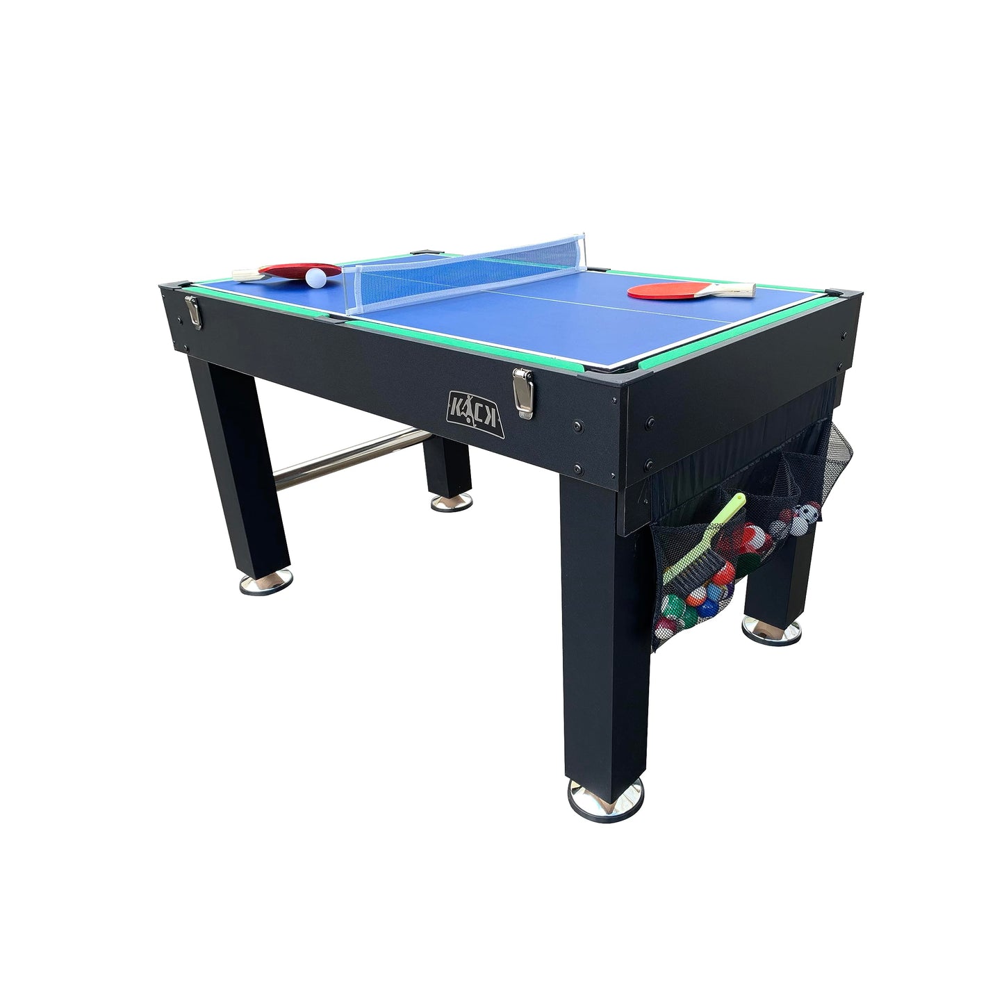 KICK Tetrad 55" 4-in-1 Multi Game Table (Black) – Foosball, Billiards/Pool, Air Hockey & Ping Pong