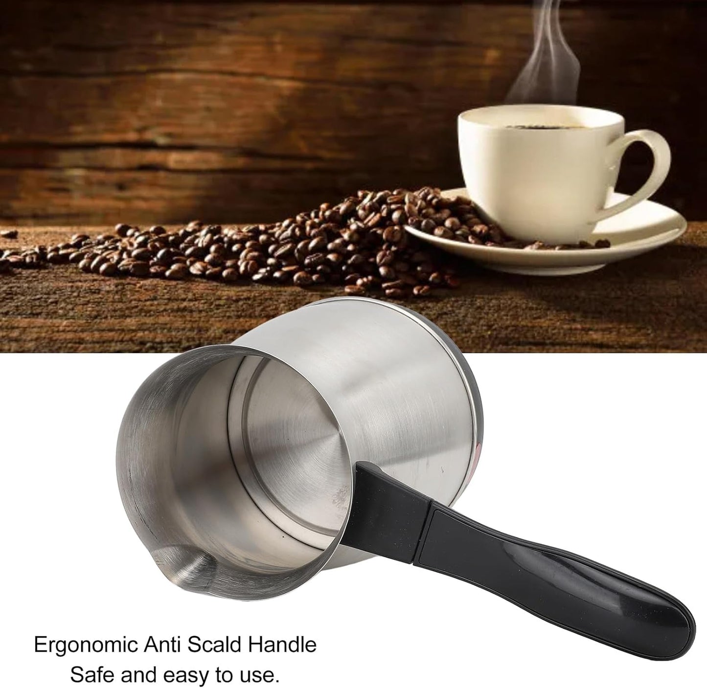 Electric Turkish Coffee Maker, 600ml Stainless Steel Arabic Pot, Tea Maker for Home Travel