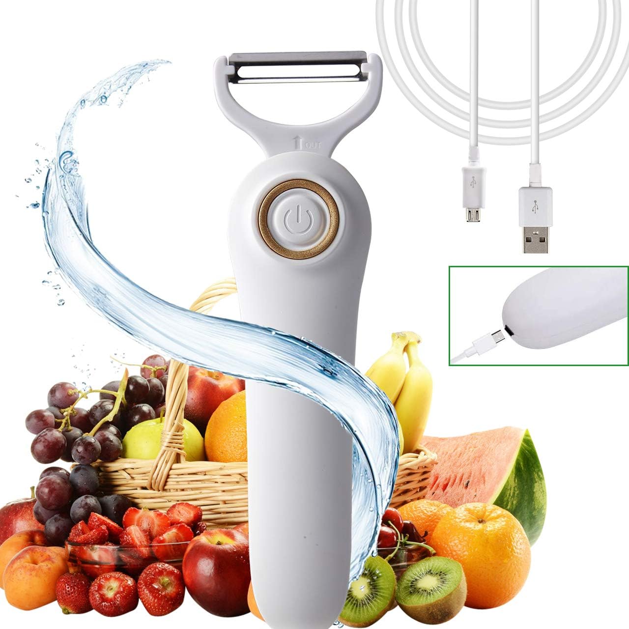 Electric Potato Peeler, Handheld 3-in-1 Pro Set, USB Rechargeable Kitchen Gadgets for Apples, Potatoes, Carrots