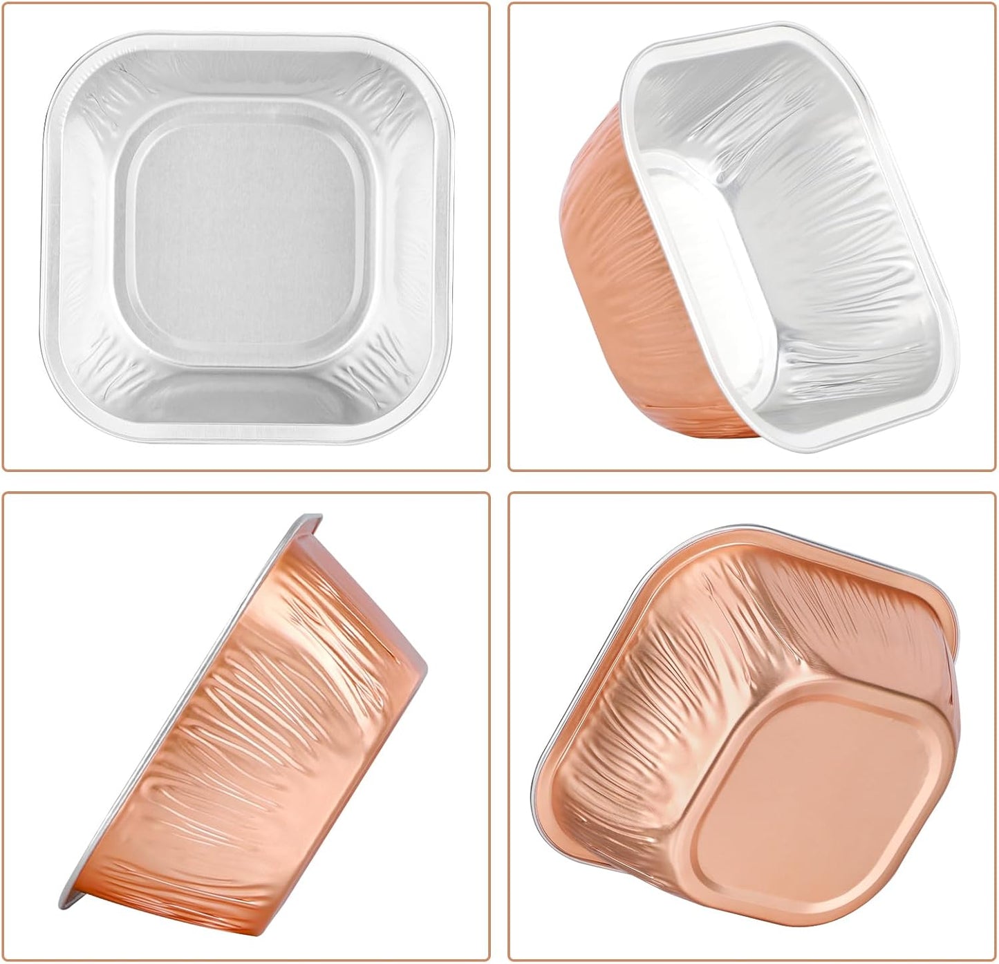 EUSOAR Foil Ramekins, 8oz 50pcs Aluminum Foil Baking Cups with Lids, Disposable Mini Cake Loaf Containers for Party