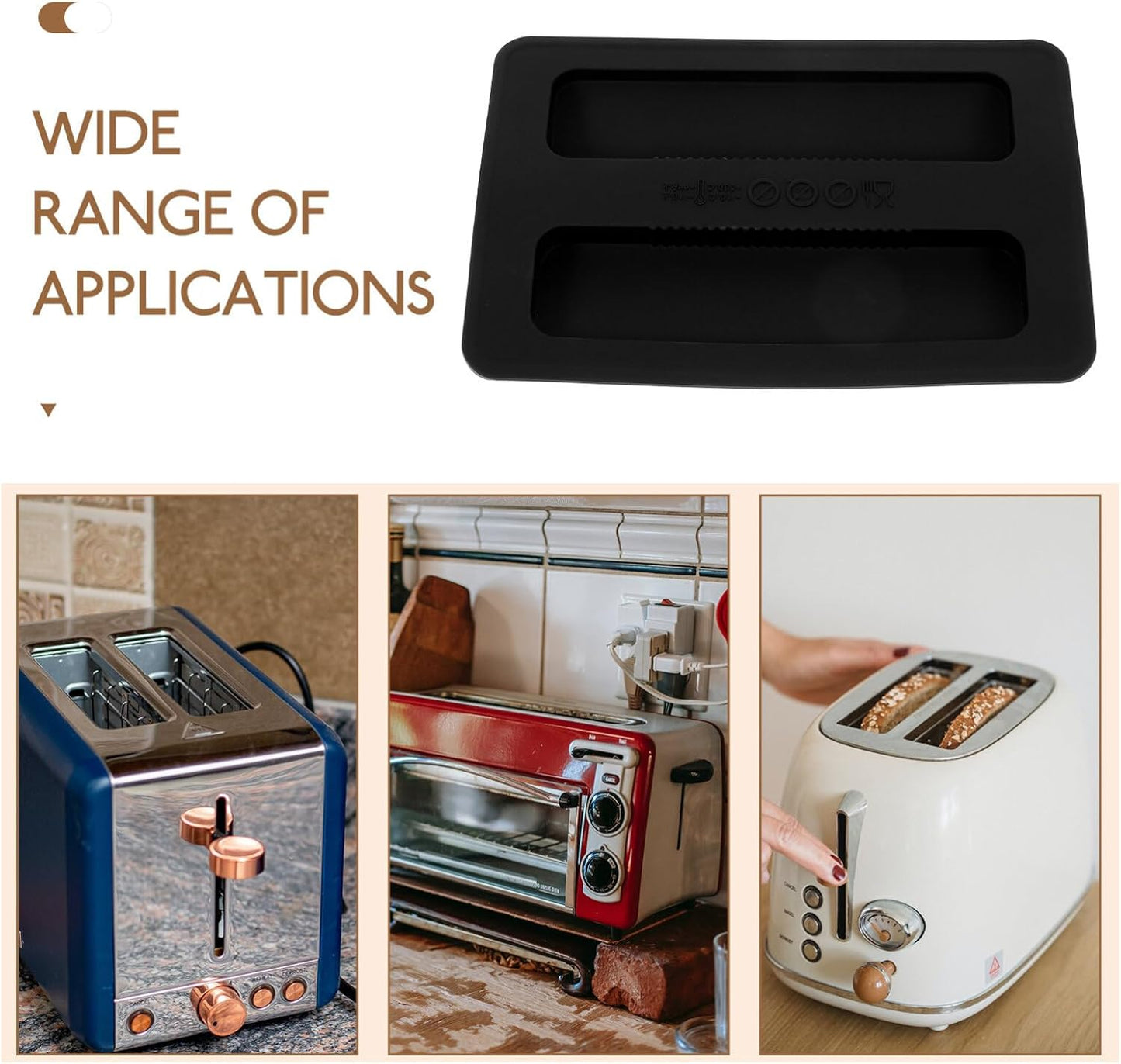 BESTonZON Silicone Toaster Dust Covers, 2 Slice Electric Bread Maker Upper Covers in Black