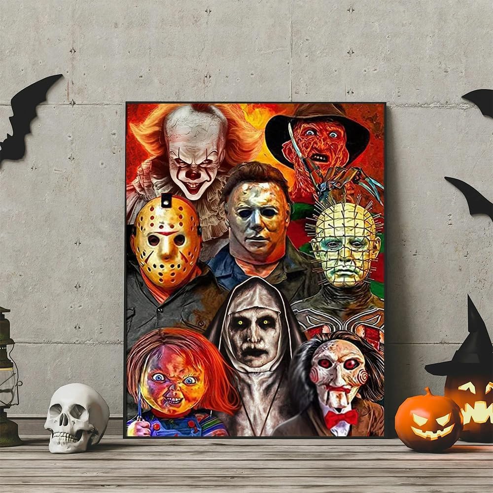 LILEIDECO 3 Pack Halloween Diamond Art Kits for Adults Beginners,Horror Diamond Painting Kits for Adults,5D Full Drill DIY Diamond Dot Gem Art Kit Wall Home Decor Arts Craft 12x16 inch