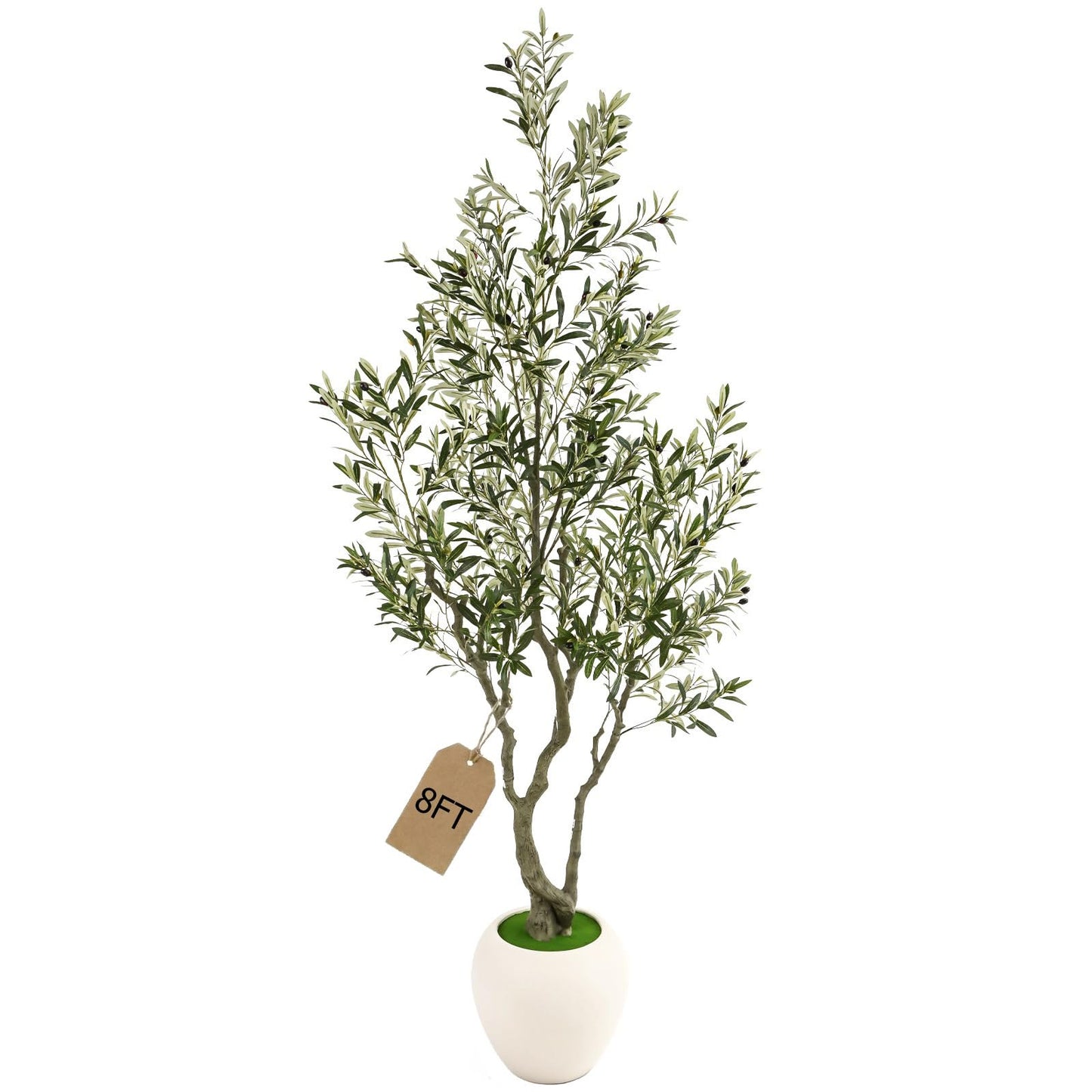 Huhemy 8ft Faux Olive Tree Artificial Indoor,Fake Olive Tree with Pot,Large Olive Branches and Lifelike Fruits,for Home Office House Living Room Decor
