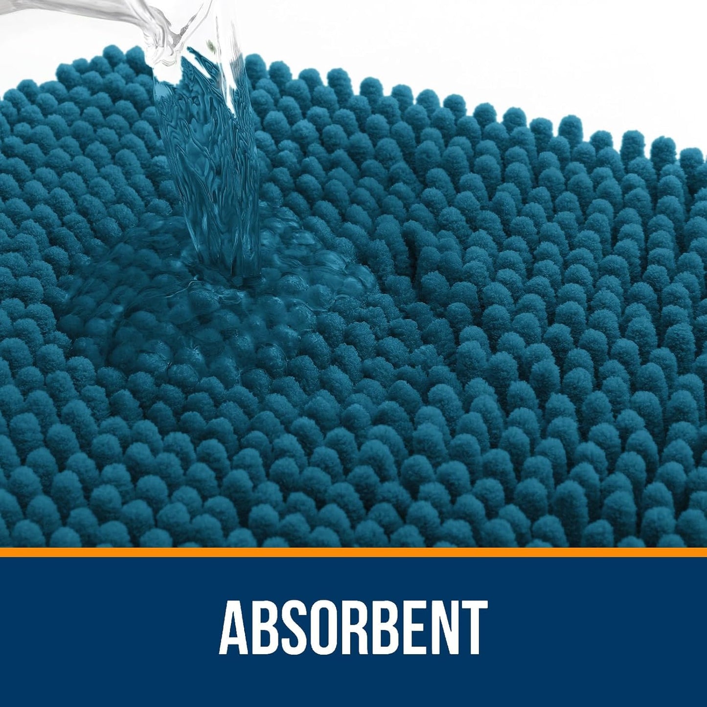 OLANLY Small Bathroom Rugs - Extra Soft Absorbent Chenille Mats | Quick Dry, Machine Washable, 24x16, Peacock Blue