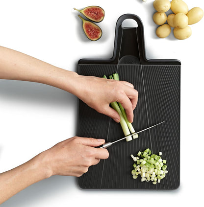 Joseph Joseph Chop2Pot Plus Folding Chopping Board, Easy-Grip Handle (Large) - Black