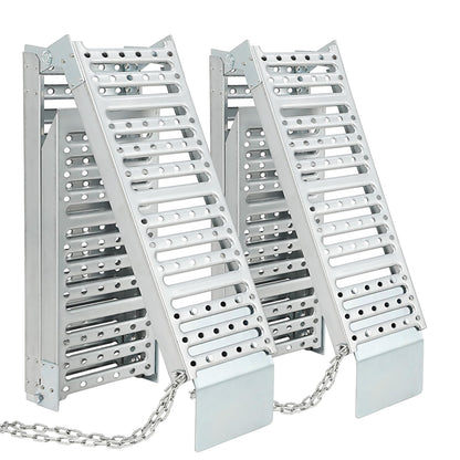 72x9 Inch Foldable Ramps, Folds into Three Sections, Set of Two ATV Ramp, Silver Color, Total Weight Capacity 1500 lbs Ramp for Lawn Mower