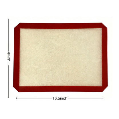 MASALACO Silicone Baking Mat, 2 Pack Reusable Baking Silicone Mat, Non stick Baking Mat Biscuit Slices Oven Baking Mat 16.5 x 11.6, Red