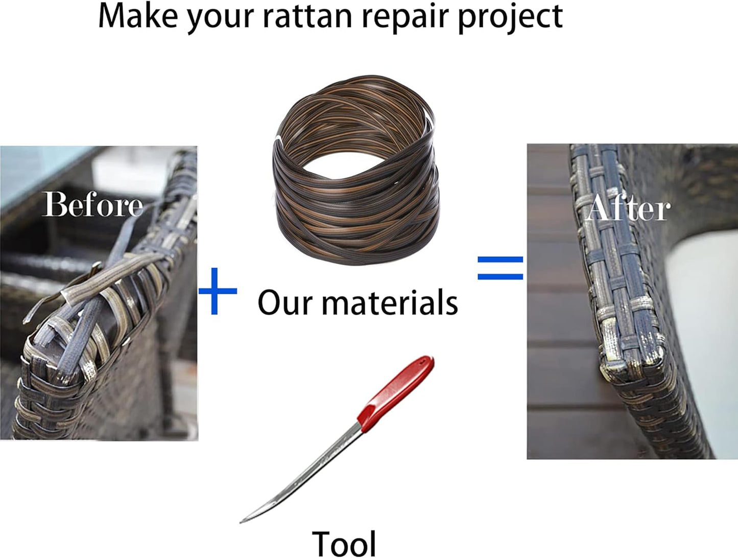 Wicker Repair Tool, Stainless Steel Prying Tool with Silicone Handle Cover for Rattan/Wicker Furniture Fix