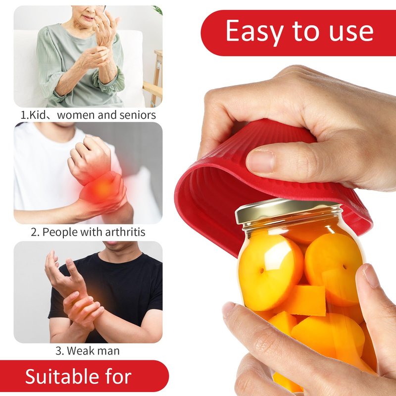 Heclia 3 Pack Rubber Jar Opener, 3.7 Inch Round Silicone Jar Opener Gripper for Seniors with Arthritis Weak Hands, Non Slip Jars Lid Openers Kitchen Lid Cap Gripper Pads Multi-function Coasters