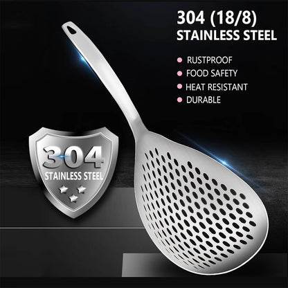 KAYCROWN Skimmer Slotted Spoon, 2 Pack Stainless Steel Pasta Spider Strainer Skimmer Ladle Spoon for Frying and Cooking, Frying Strainer, Kitchen Cooking Colander