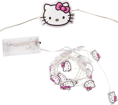 20ct 7 Silver Buffalo Hello Kitty Face with Pink Bow Decorative String Lights, Feet Long, Battery Powered (Batteries