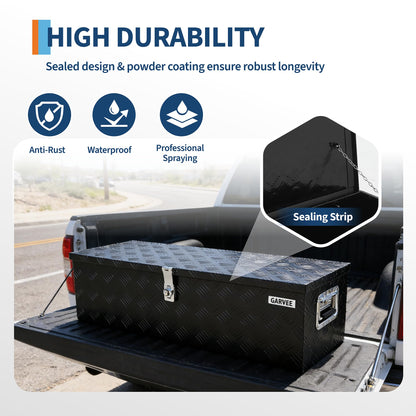 Garvee 30 Inch Aluminum Truck Bed Tool Box - Heavy Duty Diamond Plate Tool Chest with Lock and Keys | Storage Organizer for Pickup Trucks, RV, Trailers | Side Handles, 30 x 13 x 9.6 Inches, Black