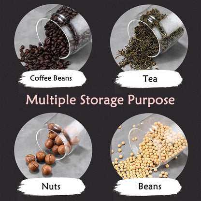 LOEZ Coffee Bean Storage Container, Airtight Borosilicate Glass Canister for Ground Coffee, Tea, Beans, Spices