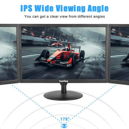 Suprlipy 19 inch FHD Small IPS Monitor LCD Display Screen 1440x900 60Hz 16:10 with HDMI BNC VGA AV USB Input Built-in Lounspeakers for CCTV Security Camera DVR PC RasPi