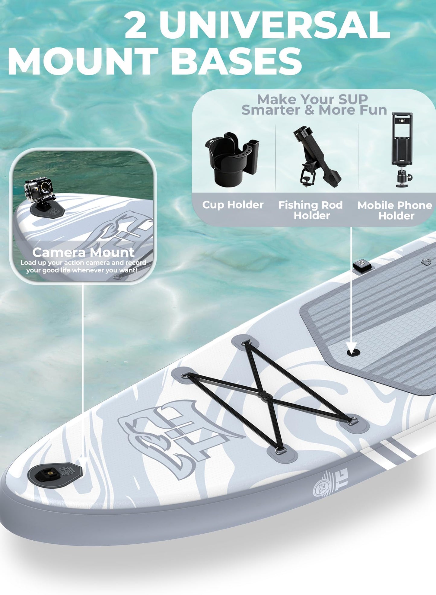 TIGERXBANG Inflatable Stand Up Paddle Board 11'6"×35"×6" with Complete Accessories, Premium Large Paddle Boards for Adults/Youth, Paddle Board Polar Frost Collection