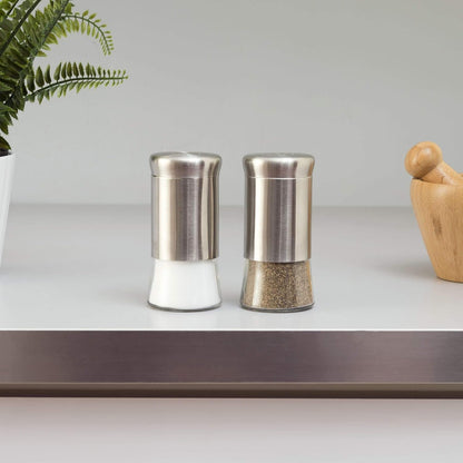 Home Basics 2 Piece Essence Salt & Pepper Shaker, Multicolored, Silver