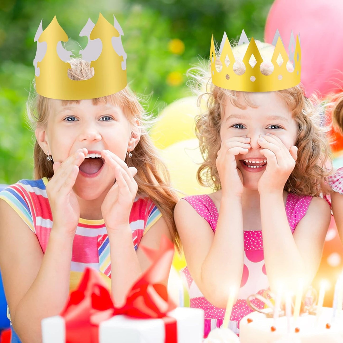 SIQUK 25 Pieces Gold Party Paper Crowns, 5 Styles, 5 Pcs Each, Golden Foil Headwear for Celebration