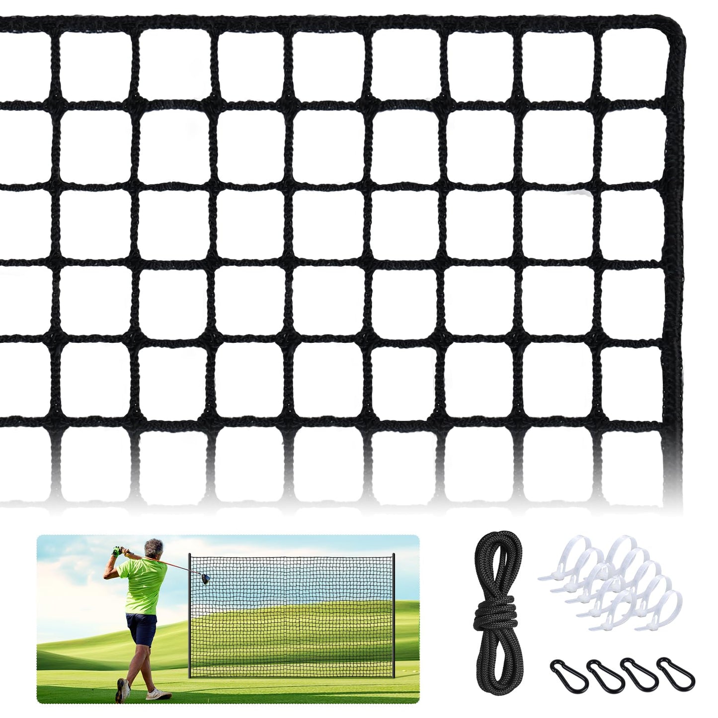 Golf Practice nets for Backyard 15x60ft Driving Real Golf Balls Nylon Netting, Golf Hitting Net for Garage Swing Training, Heavy Duty Sports Netting
