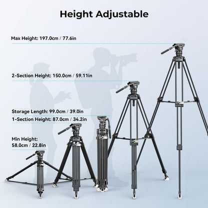 SmallRig AD-120 FreeBlazer Counterbalance Carbon Fiber Video Tripod Kit, 77" Video Tripod with 6-Step Counterbalance, Adjust Step-Less Damping on Pan/Tilt, Dual-Mode QR Plate, Max Load 17.6lbs-4463