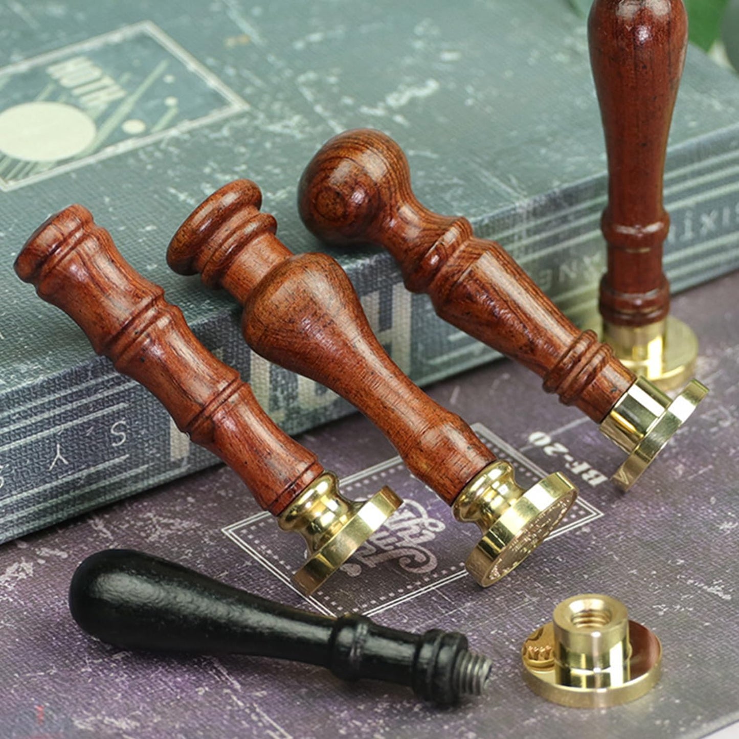 Frame Wax Seal Stamp Kit, WASOHLING Great Details 3D Embossed Relief Carving Head and Wood Handle for Wax Seal Stamp, Decor for Wedding Invites, Envelopes, Journaling or DIY Crafts (F06)