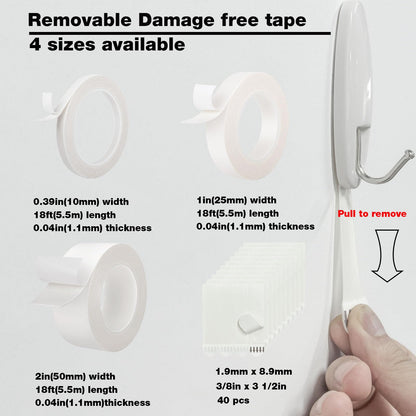 Hasaky Removable Double Sided Tape 18ft, Picutre Hanging Strips Damage Free,Heavy Duty Mounting Tape Wall Adhesive Strips for Poster Carpet Rug Art Craft Scrapbook