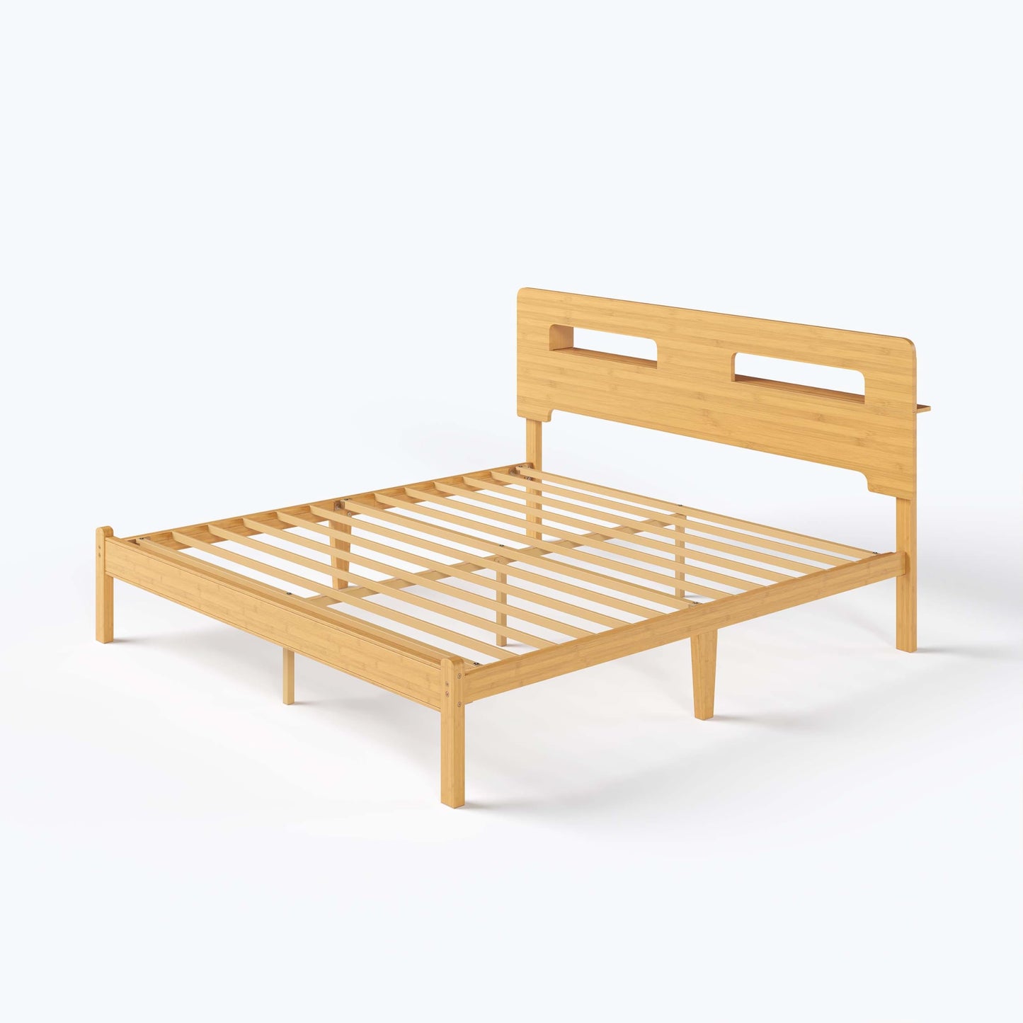 ZIYOO Bed Frame King Size with Storage 14 Inch Heavy Duty Bamboo Bed Frame No Box Spring Needed Easy Assembly No Noise