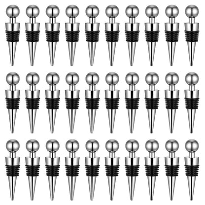 WLLHYF Wine Stoppers for Wine Bottles 30 Pcs Wine Bottle Stopper with Silicone Vacuum Wine Bottles Corks Reusable Wine Stopper for Bar, Holiday Party Suitable for Standard Bottle