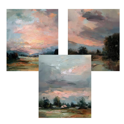 FUHYGU Diamond Painting Kits 3 Pack 9.8x11.8 Inches – Rustic Farmhouse Landscape Sunset Scenery, DIY Full Drill Diamond Art for Adults Beginners, Country Wall Decor Aesthetic Home Gift