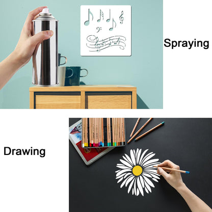 20 Pieces Stencil for Painting, Love Peace Sign Stencil Rainbow Star Heart Flower Stencils Reusable Music Notes Template for DIY Crafts Wood Canvas Paper Fabric Furniture (20pcs Peace Love)