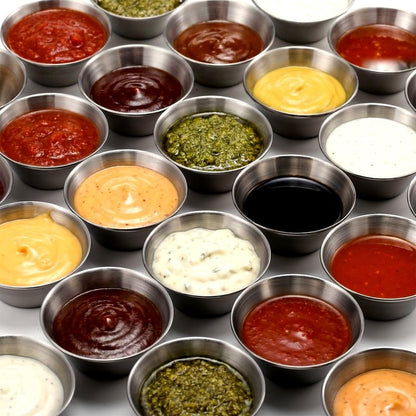 Remerry 200 Pcs Metal Sauce Cups Individual Salsa Metal Ramekins Dipping Stainless Steel Sauce Cups Bulk Salsa Bowl Round Condiment Ramekins (1.5 oz)