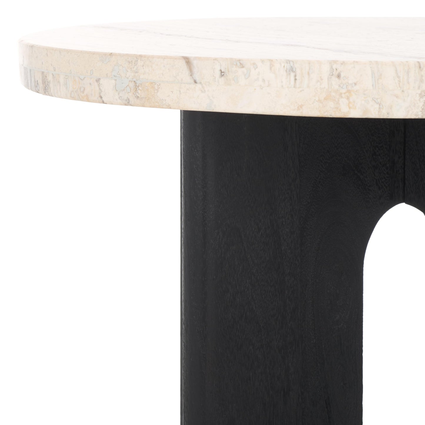 SAFAVIEH Couture Collection Shayne Travertine/Black Solid Wood Accent Table