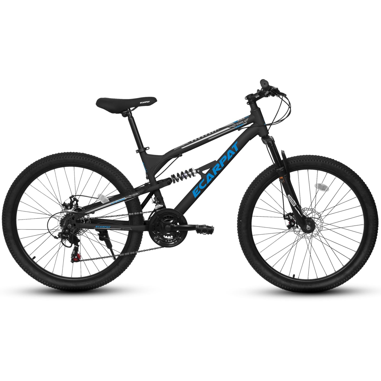 Rycheer 27.5 Inch Men Boys Mountain Bike Full Suspension, 21 Speeds Steel Mountain Bike, Disc Brakes, Adult Sport Bicycle for Trail Snow Commuter City Road