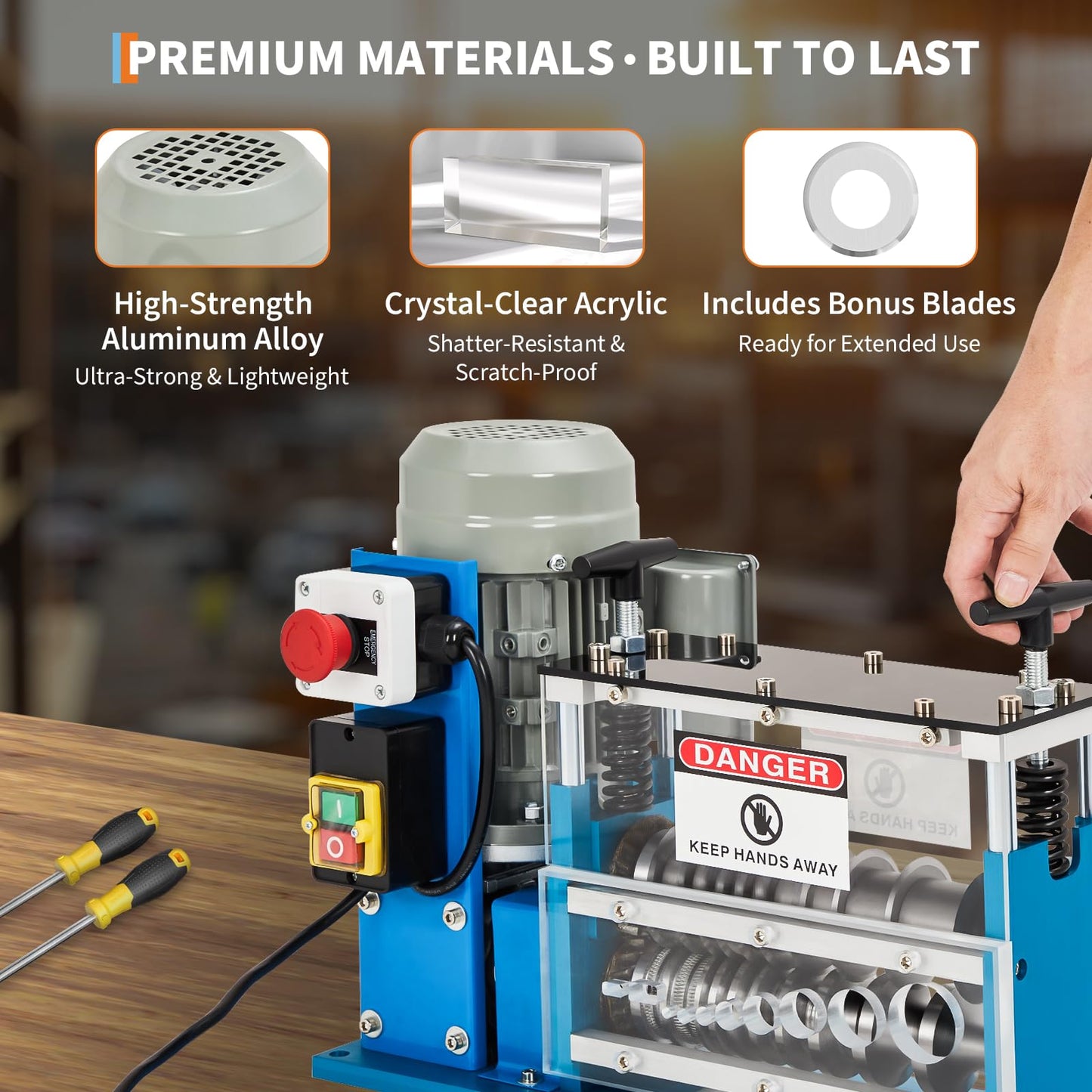 Automatic Wire Stripper Machine, 370w 0.06" - 1.5" Electric Wire Stripping Machine, Cable Stripper for Scrap Copper Wire Cable Recycling， 370w 10 Channels 10 Blades with Transparent Panel